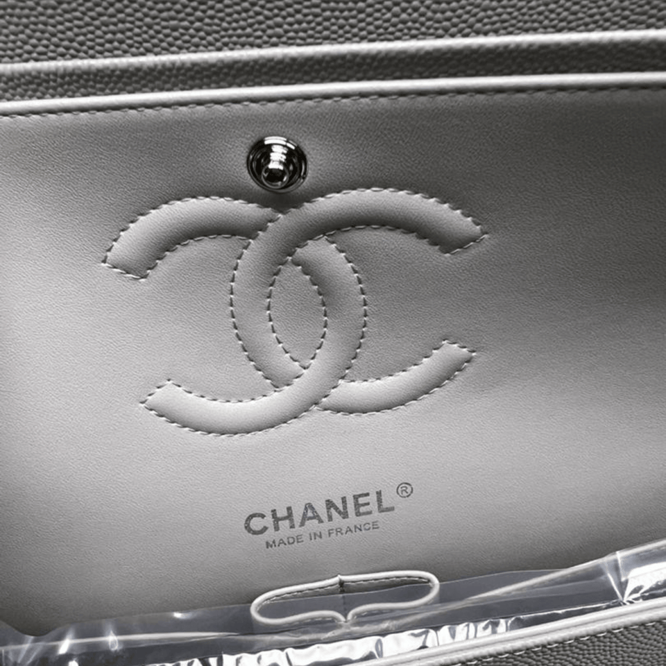 Chanel Classic Flap Bag 25 cm Grey Silver- Tone Hardware A01112 view 7