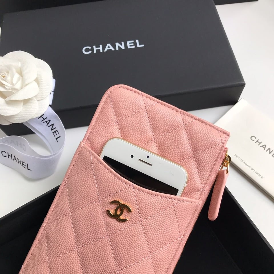 Chanel Mobile Purse 19.5 Peach Grained Calfskin Gold Icon view 4