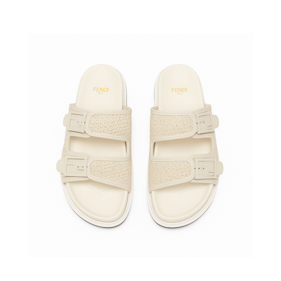 Fendi Feel Leather Sandals White view 2