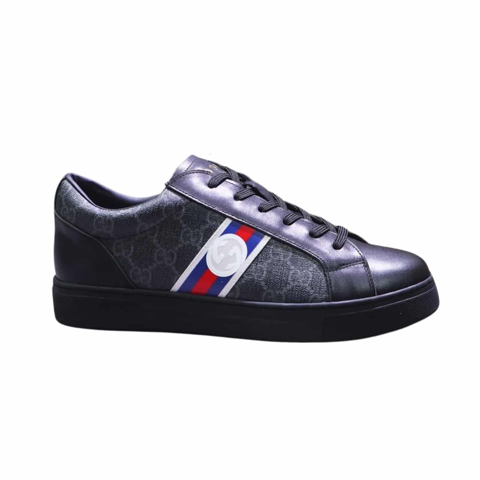 Gucci Gg Supreme Sneaker Black Gg Blue And Orange Web