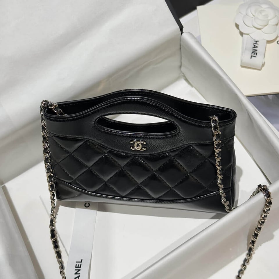 Chanel 31 Mini Shopping Bag Chain Clutch Shiny Lambskin view 9