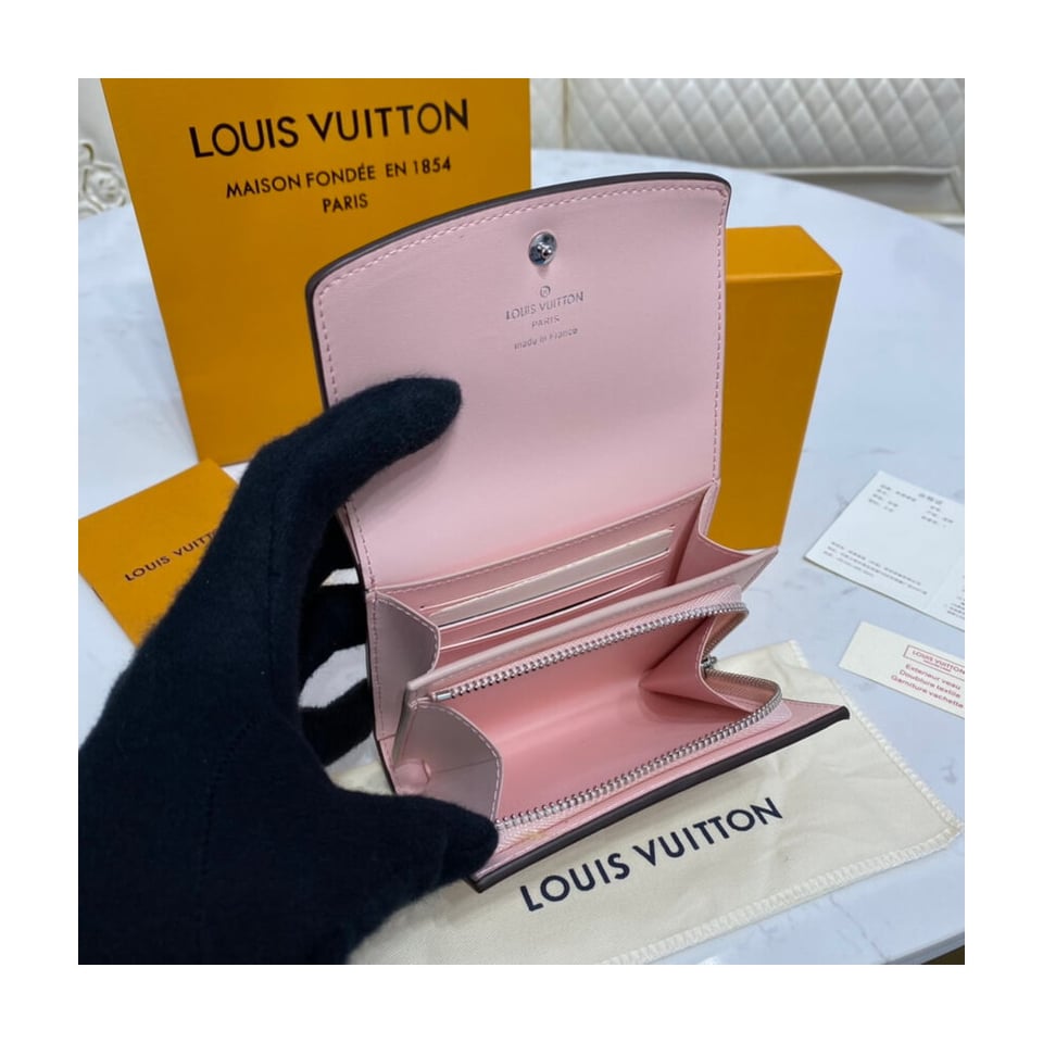 Louis Vuitton Iris Compact Wallet in Pink Gradient Mahina Perforated Leather view 8