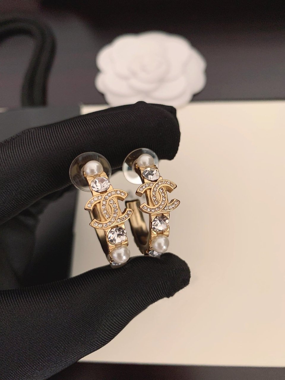 Chanel Hoop Earrings view 4