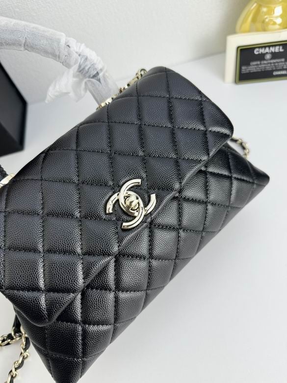 Chanel Coco Classic Flap 24cm/9.4in Caviar Leather Silver Hardware – Black view 10