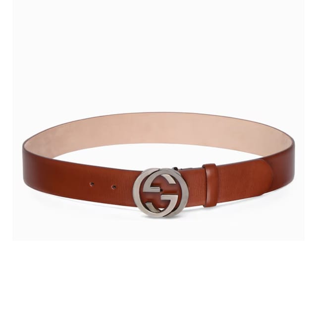 Gucci Wide Belt With Interlocking G Buckle Russet Leather 874733 CVE0X 2240