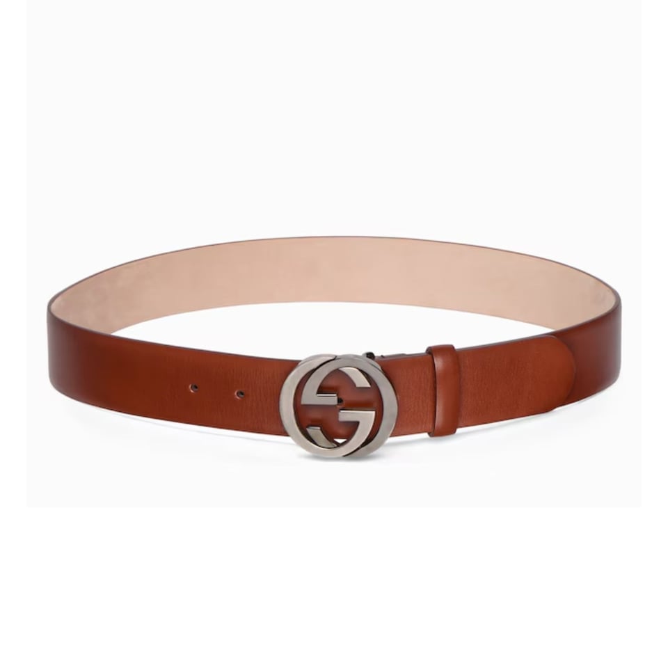 Gucci Wide Belt With Interlocking G Buckle Russet Leather 874733 CVE0X 2240