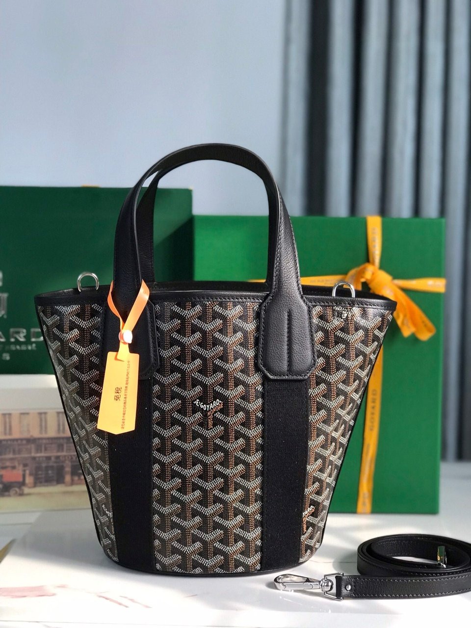 Goyard Small Belharra 24 Cm Black Goyardine Canvas And Lambskin view 9