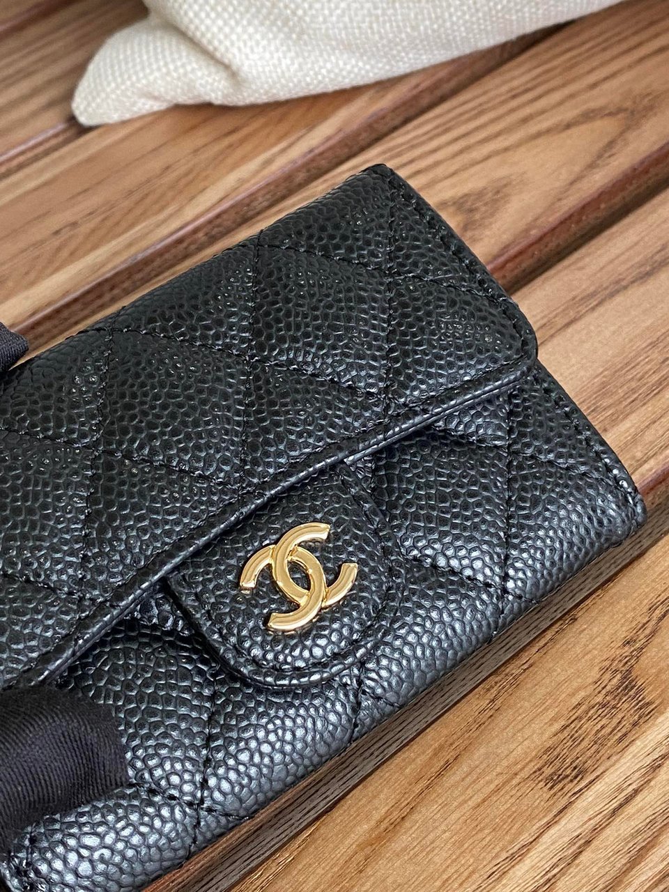 Chanel Small Wallet 11Cm Black Caviar Gold Hardware view 6