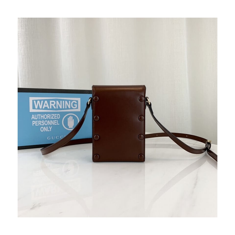 Gucci Horsebit 1955 Mini Bag in Brown Leather view 6