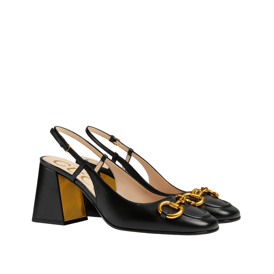 Gucci Women?S Mid Heel Slingback With Horsebit Black view 2