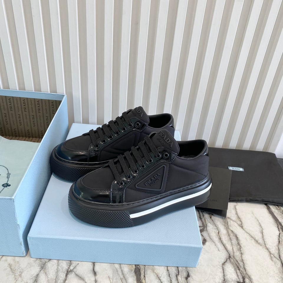 Prada Macro Re-Nylon And Brushed Leather Sneakers Black 2Eg3763Lf5F0632 view 8