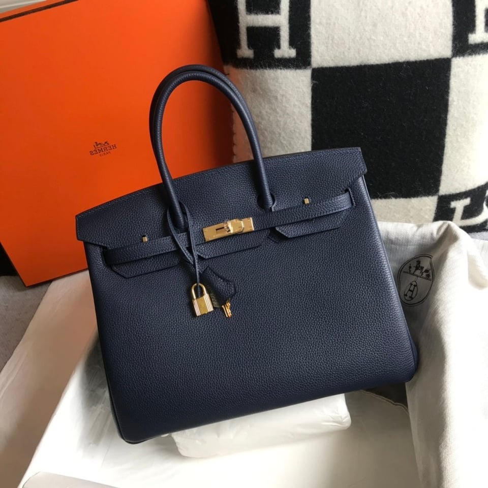 Hermes Birkin 35Cm Bag Navy Togo Gold Hardware view 2