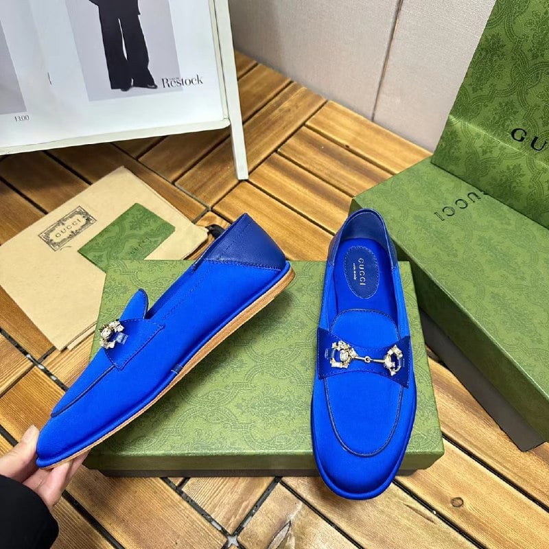 Gucci Horsebit Loafer With Crystals Blue Satin 759780 Knd90 4380 view 10