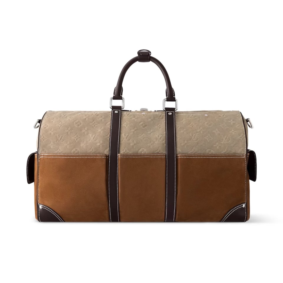 Louis Vuitton Keepall Bandoulière Bag 50cm/19.7in Tan Monogram Suede Leather M26127 view 6