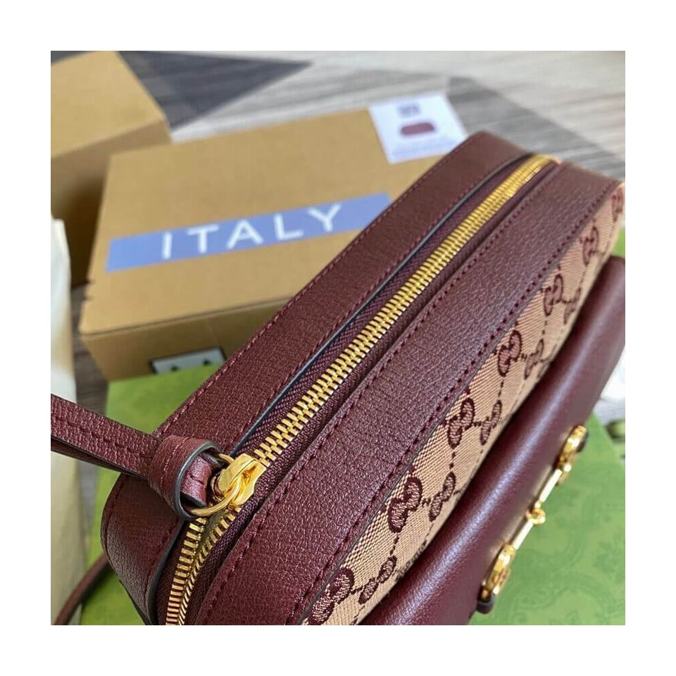 Gucci Horsebit 1955 Small Bag in Burgundy view 9