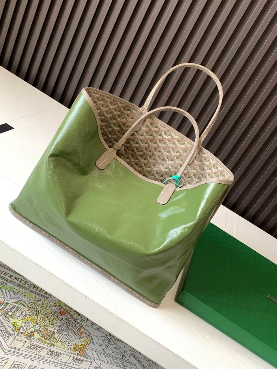 Goyard St Louis Pm 48Cm Greige And Green Tote Bag view 5