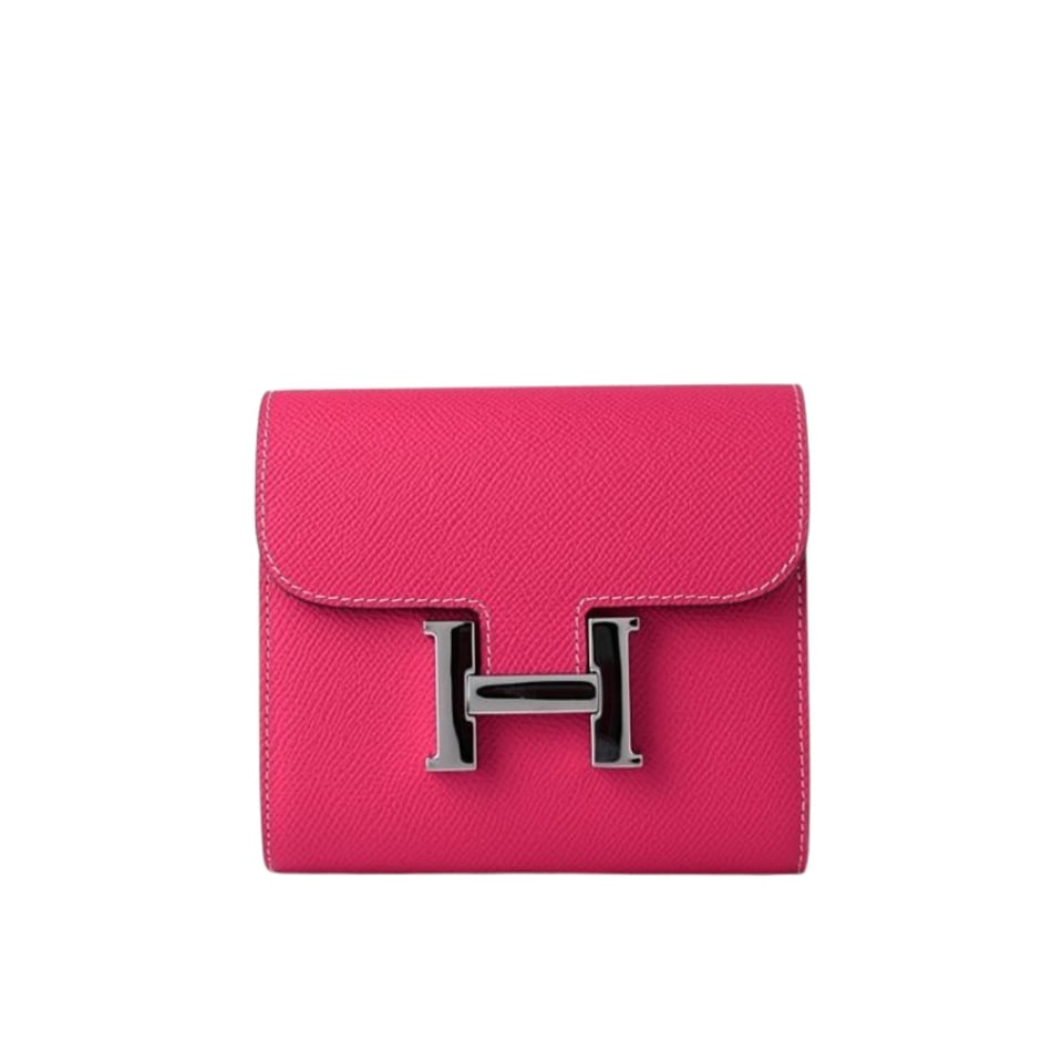 Hermès Epsom Calfskin Wallet with “H” Closure Pink 12.4cm