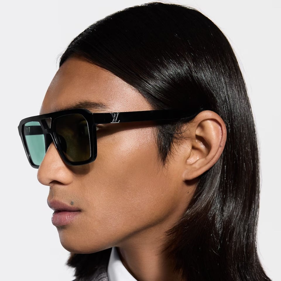 Louis Vuitton Hit Pilot Square-Shaped Sunglasses Black Z3118U view 5
