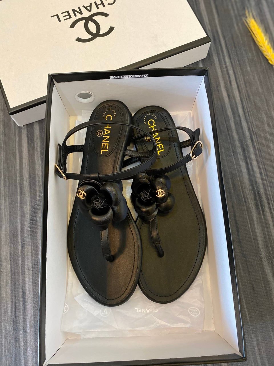 Chanel Jelly Black Rubber Camellia Sandals Black view 7