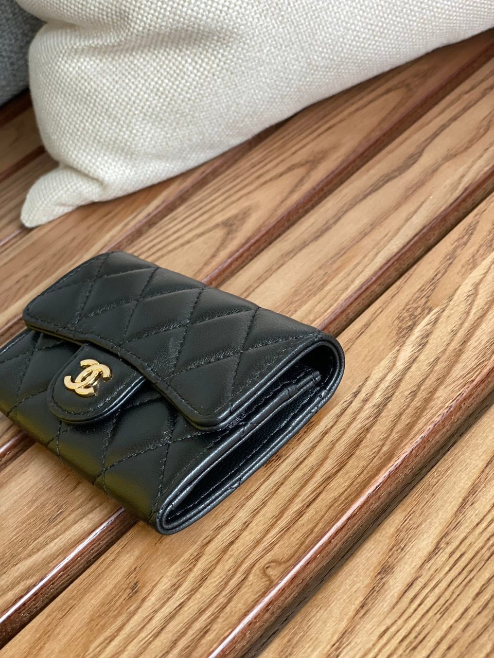 Chanel Small Wallet 11Cm Black Lambskin Gold Hardware view 10