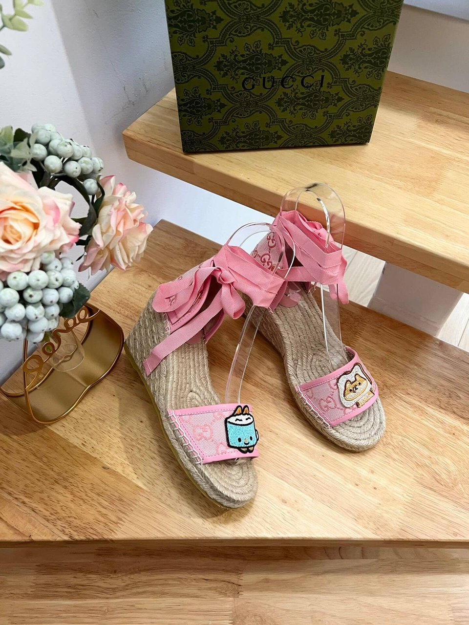 Gucci Women’S Gg Espadrille With Patch Pink view 5
