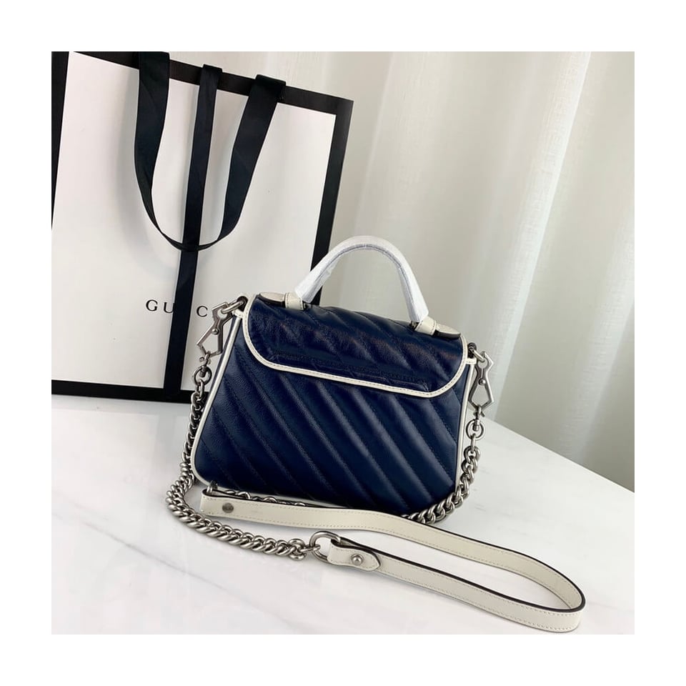 Gucci GG Marmont Mini Top Handle Bag Blue view 5