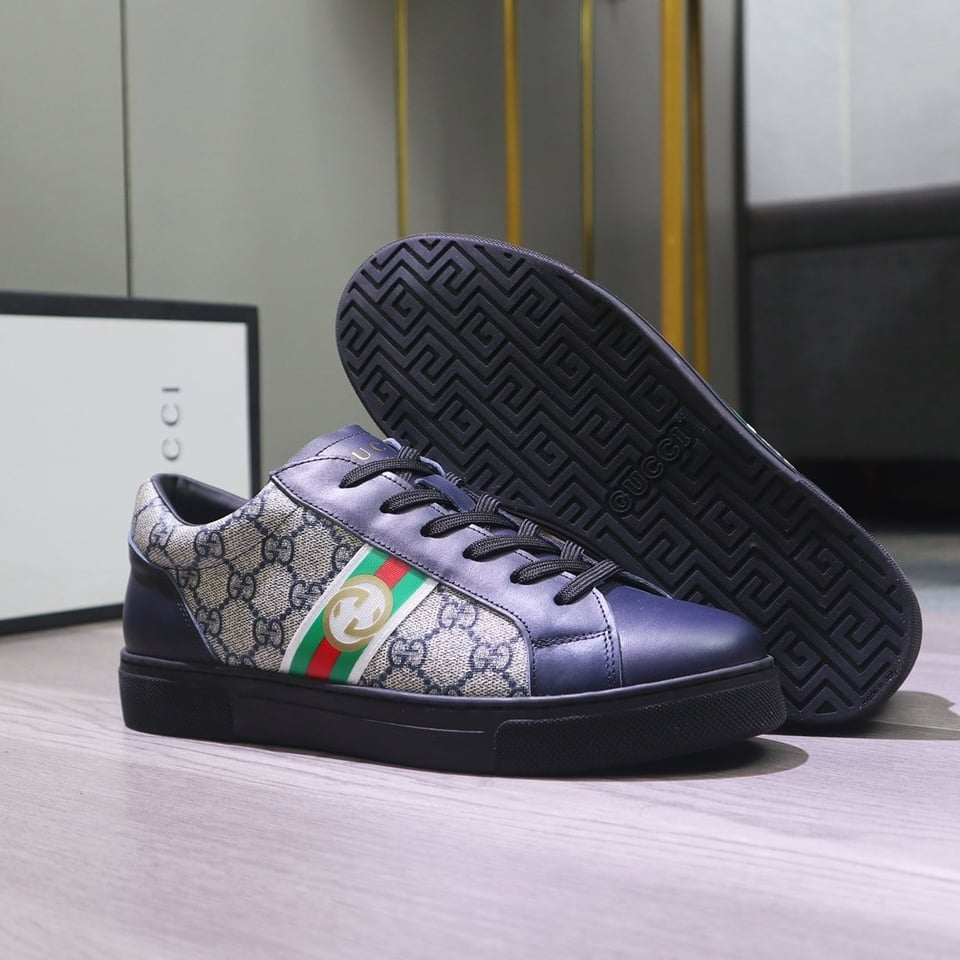 Gucci Gg Supreme Navy Blue Sneaker Gg With Web view 3