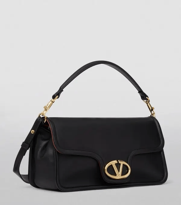 Valentino Garavani Vlogo 1960 Nappa Leather Shoulder Bag Black 28Cm view 3