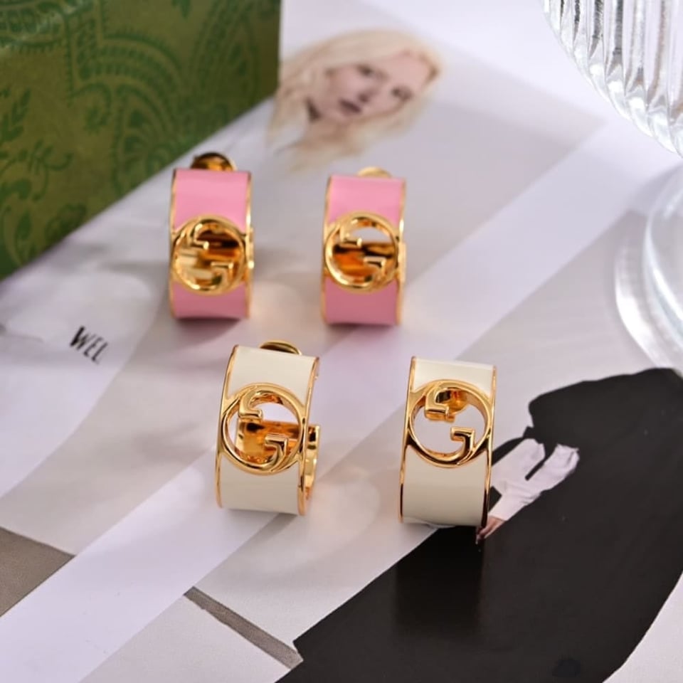 Gucci Blondie Enamel Hoop Earrings Pink 796764 J1630 8075 view 3