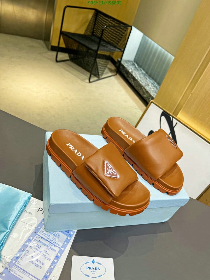 Prada Soft Padded Nappa Leather Slides Brown view 3