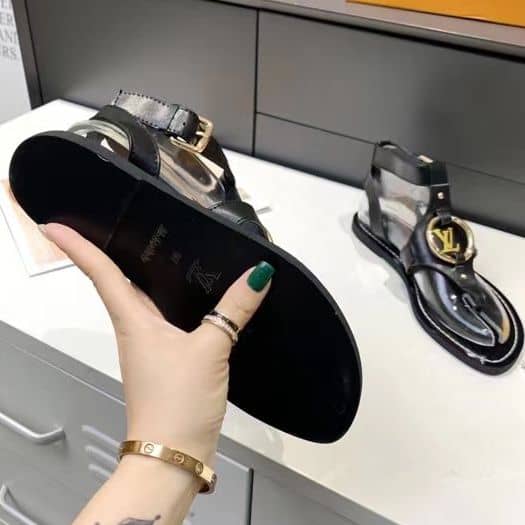 Louis Vuitton Leather Sandals Black view 3