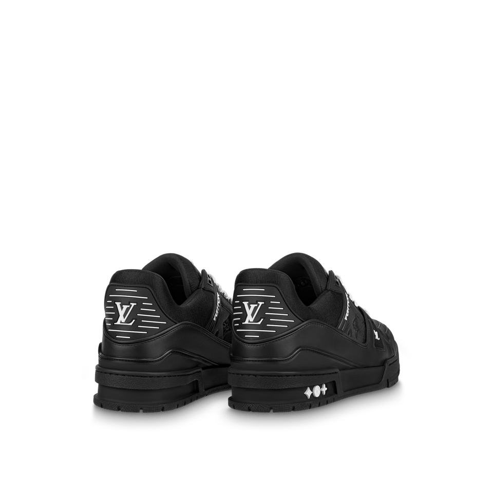 Louis Vuitton Black Leather Sneakers With White Laces For Men view 5