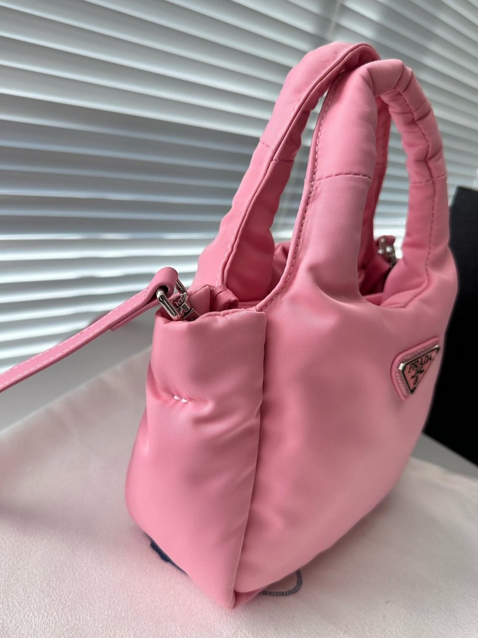 Prada Padded Soft Leather Bag Geranium Pink 19Cm view 6