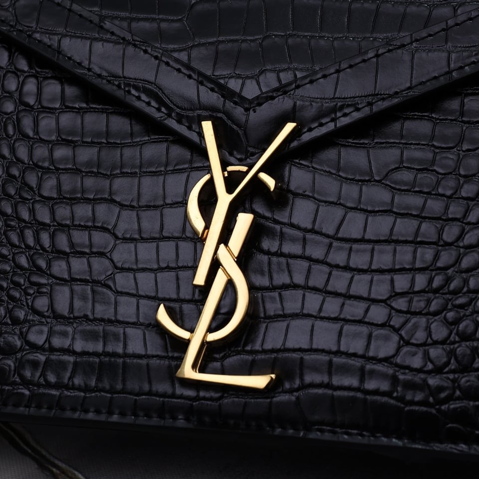 Saint Laurent Cassandra Shiny Leather Cross-Body Bag Black view 7