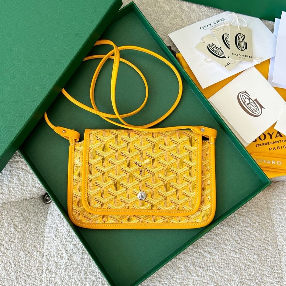 Goyard Plumet Pocket Wallet 20cm Yellow Goyardine Canvas And Lambskin Trim view 2
