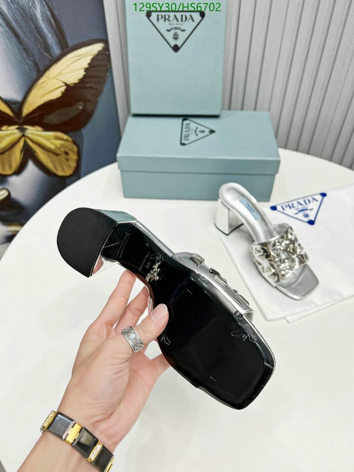 Prada Studded Metallic Leather Mules Silver view 11