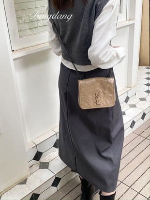 Saint Laurent Niki Vintage Leather Chain Wallet Beige 19Cm view 4
