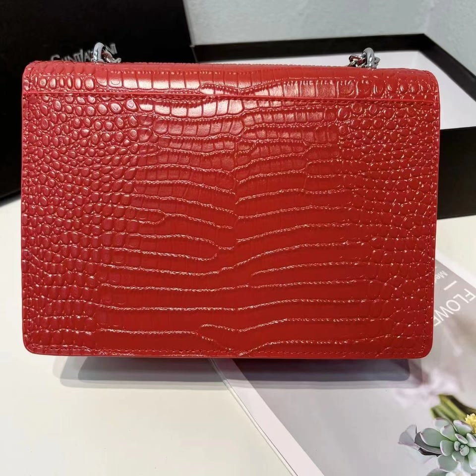 Saint Laurent Sunset Embossed Leather Bag Red view 7