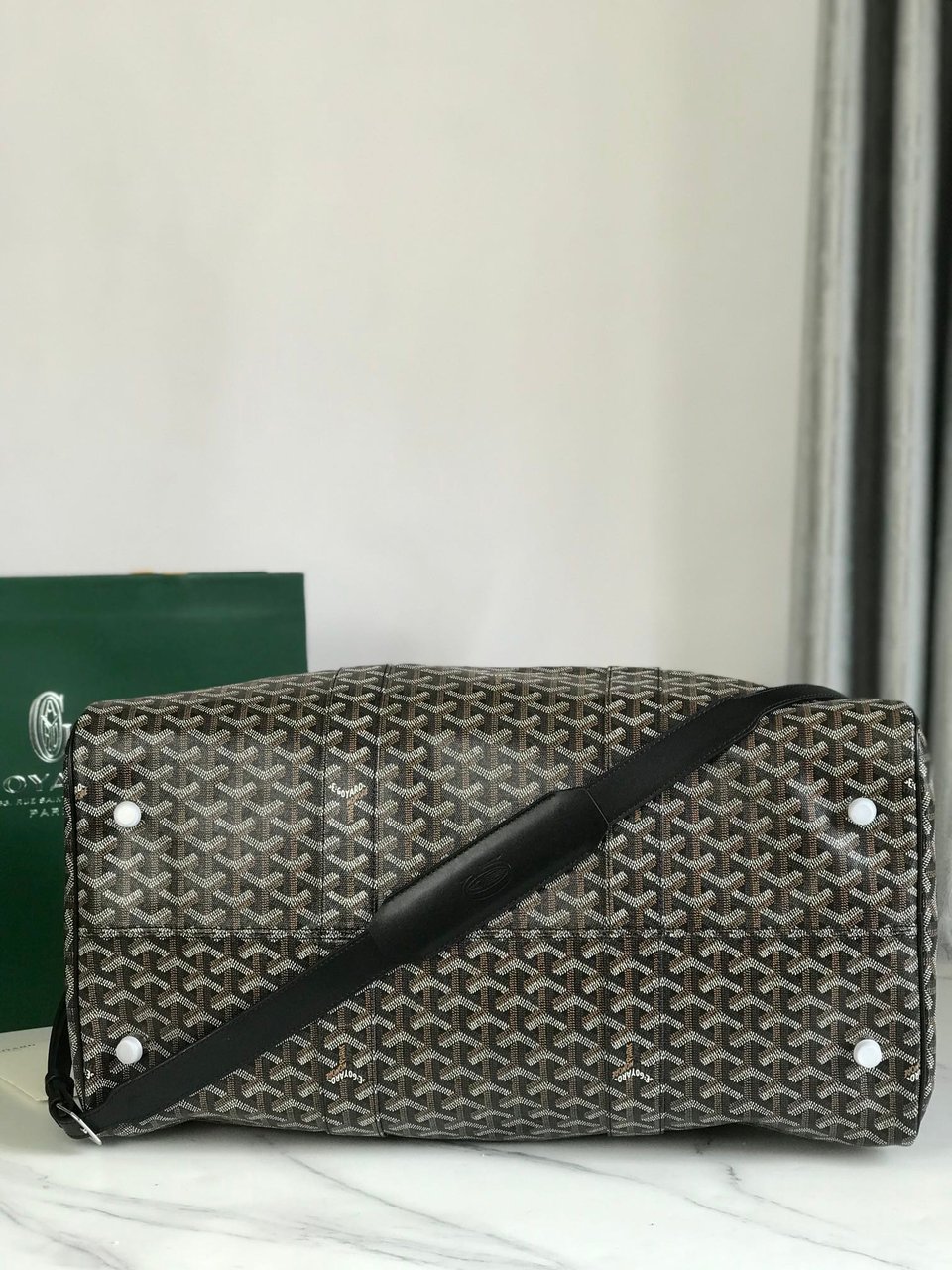 Goyard Boston 50 Bag Cm Black Goyardine Canvas And Calfskin Trim view 4