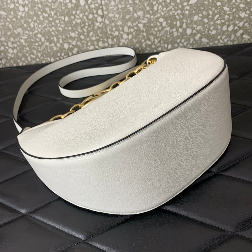 Valentino Garavani Small Vlogo Moon Hobo Bag In Grainy Calfskin With Chain White 29Cm 4W2B0N08Jdk 098 view 10