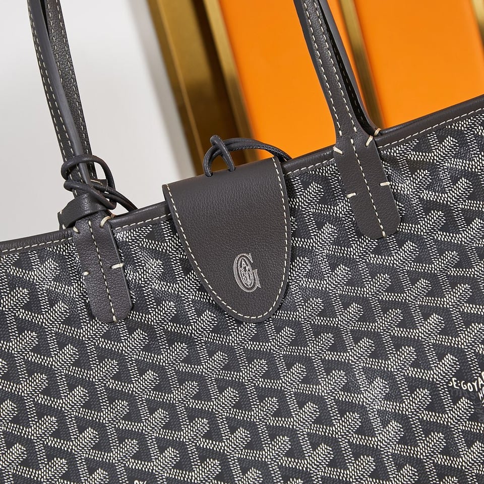 Goyard Saint Louis Pm 34Cm Grey Canvas Chevroches Calfskin view 9