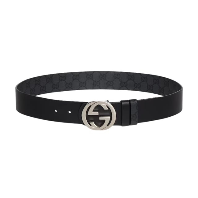 Gucci Reversible Belt With Interlocking G Buckle Black Canvas 876356 AAGRL 1000