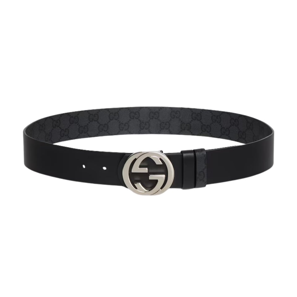 Gucci Reversible Belt With Interlocking G Buckle Black Canvas 876356 AAGRL 1000
