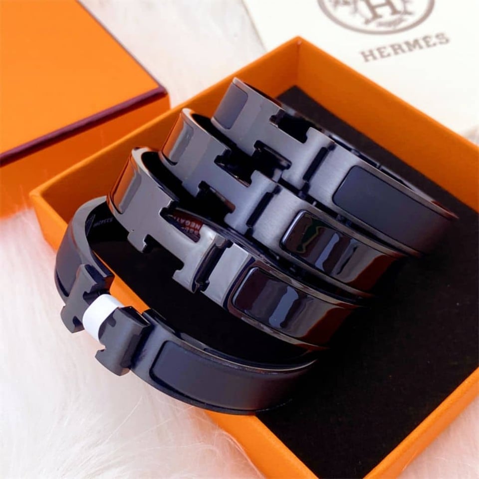 Hermes Mini Clic Anchor Chain Bracelet Black H703203Fk01T4 view 5