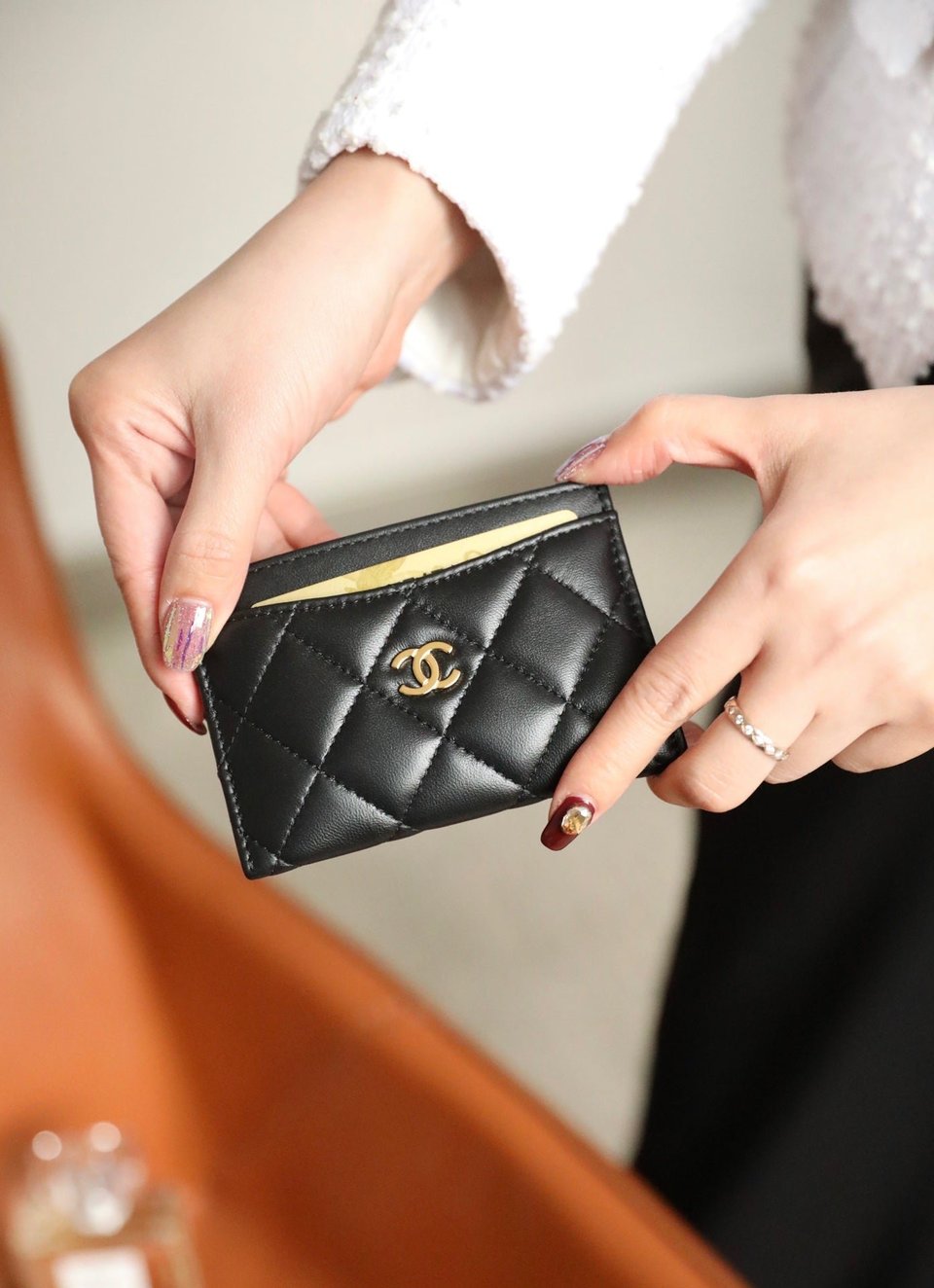 Chanel Card Holder 11 Black Calfskin Gold Icon view 6