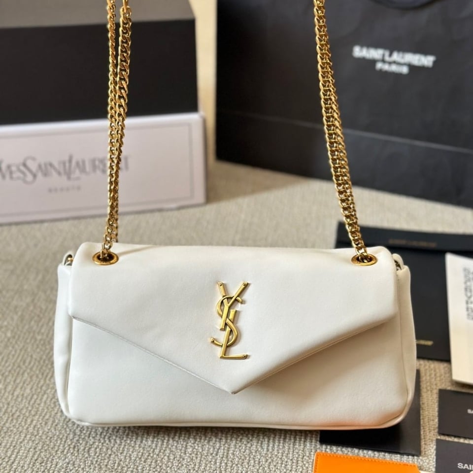 Saint Laurent Calypso Small In Plunged Blanc Vintage 27Cm view 3