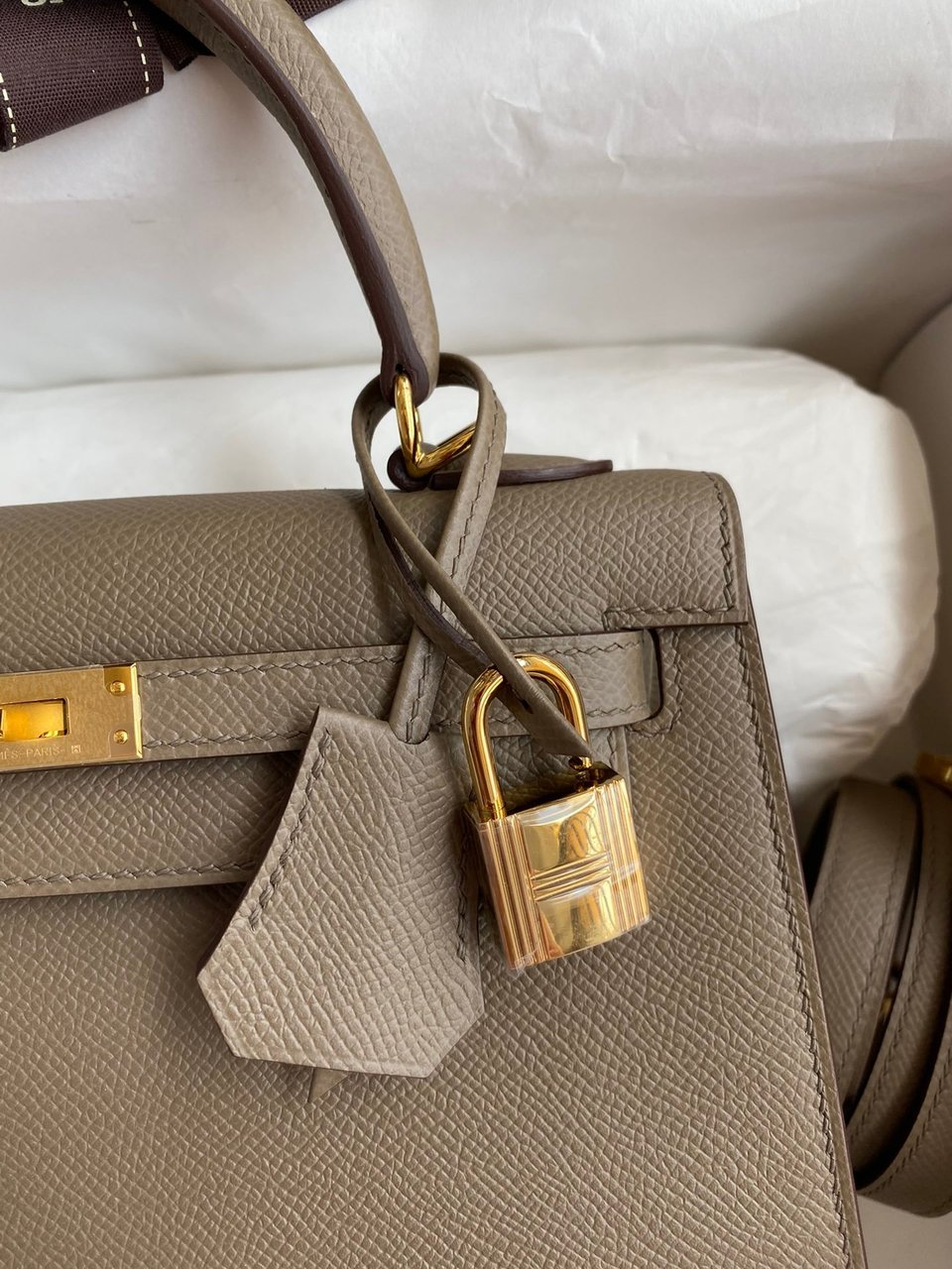Hermes Kelly 25 Bag In Taupe Epsom Leather For Women 25cm/10in view 5