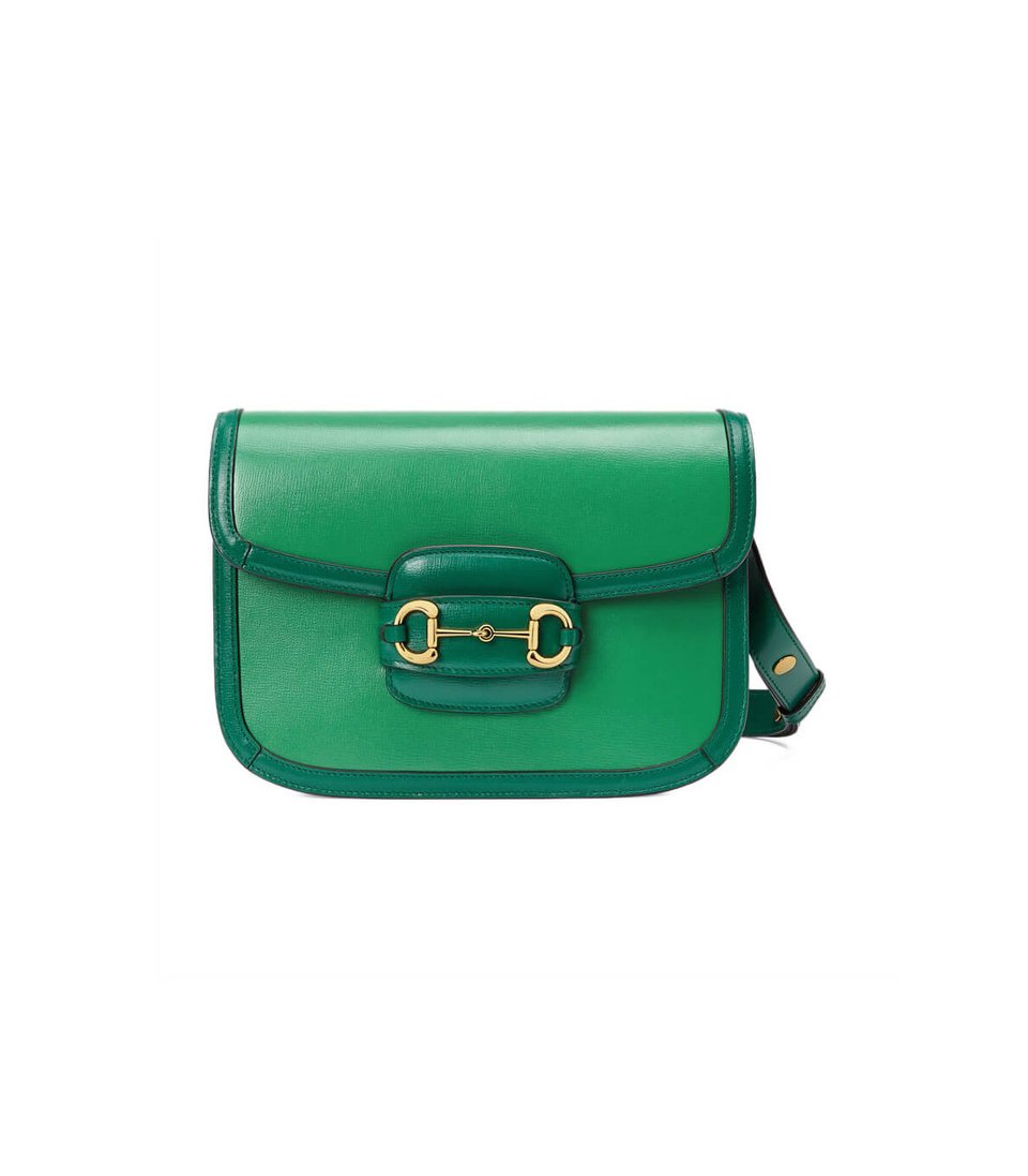 Gucci Horsebit 1955 Small Shoulder Bag Green Leather view 2
