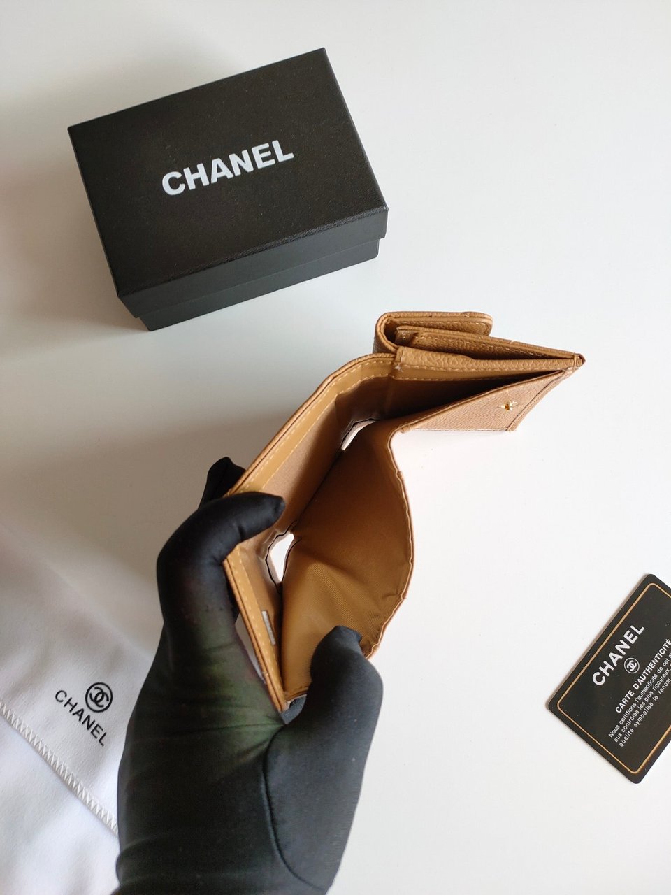 Chanel Trifold Purse 12 Amber Grained Calfskin Gold Icon view 7
