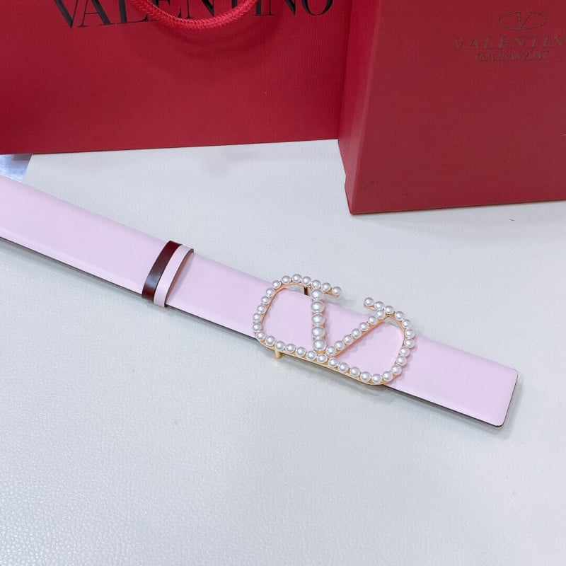 Valentino Vlogo Signature Reversible Belt In Shiny Calfskin With Pearls 40 mm view 5